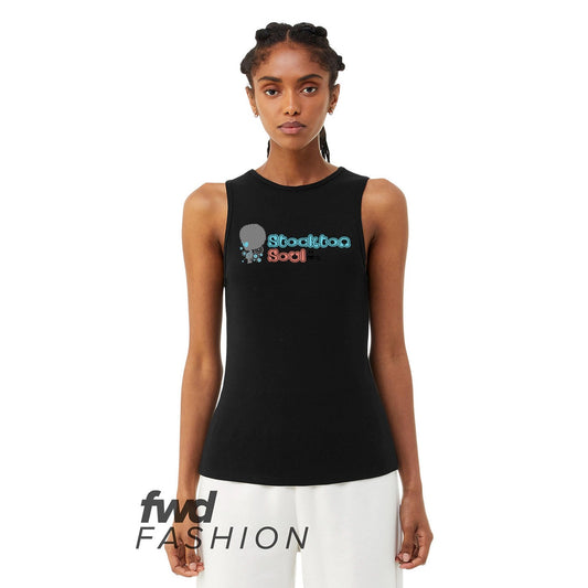 Women's Micro Ribbed High Neck Tank Top (soul logo)