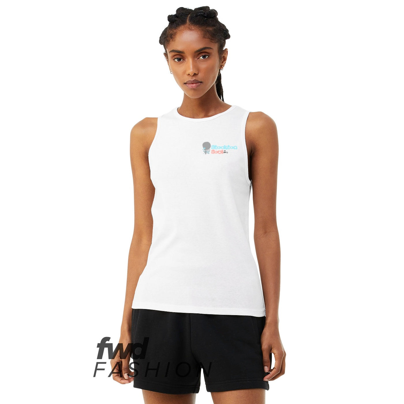 Women's Micro Ribbed High Neck Tank Top (soul logo)